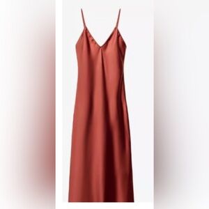 Zara Rust Satin Slip Dress